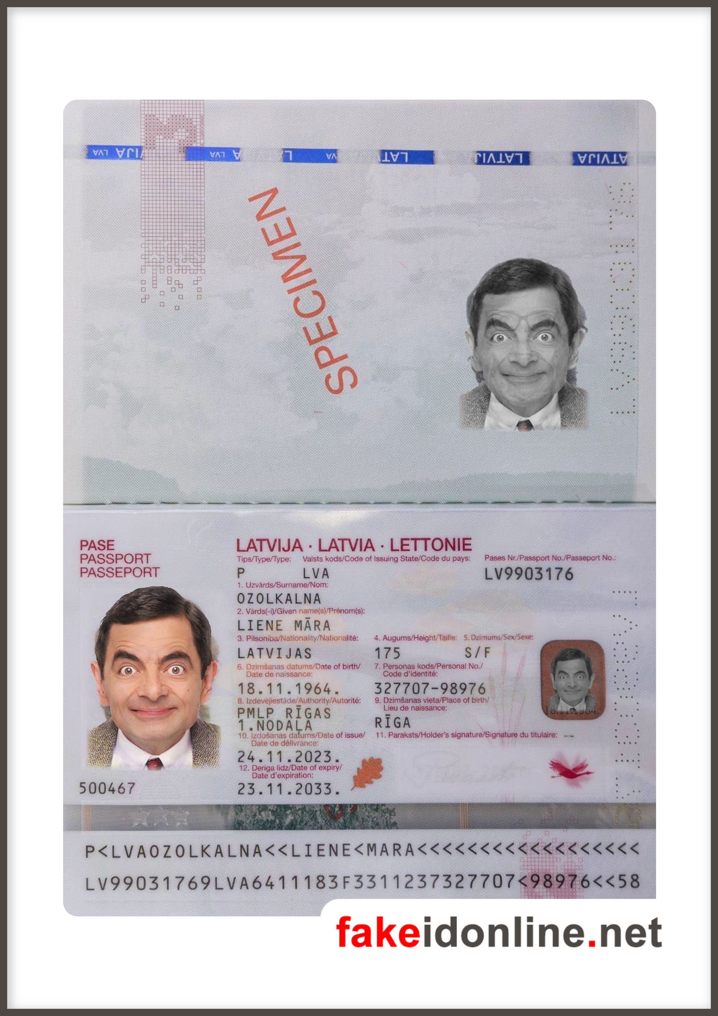 Latvia Passport Template PSD